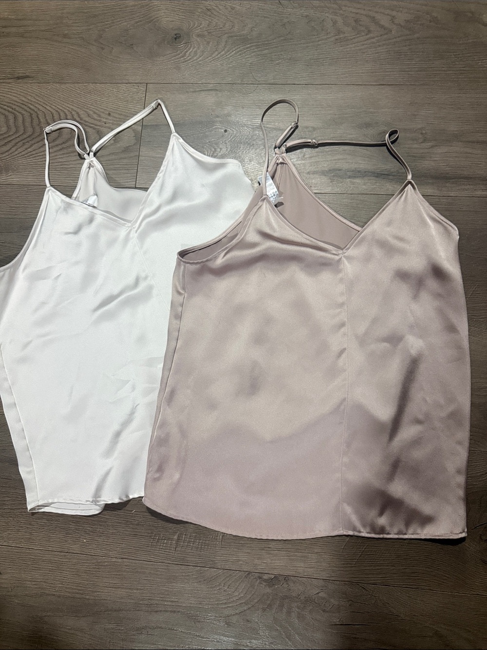 SPANX Satin V-Neck Camisoles in White and Mauve